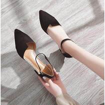 2019 spring and summer new pointed toe toe shoes womens sandals Korean version all-match thick heels small high heels womens shoes