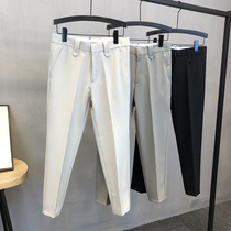 Light mature style mens trousers Korean version of slim small trousers mens casual pants trend Joker youth suit pants