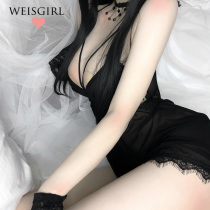 Sex lingerie sexy pajamas hot bed teasing lace transparent lace net gauze sling nightgown