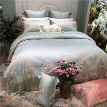 Luxurious French lace 120 long suede cotton four pieces of pure color embroidered full cotton-like board room princess bed supplies