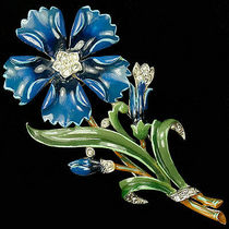 Trifari Trifari Alfred Philip Blue Enamel Carnation Brooch Accessories Women Luxury