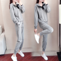 Tide brand 2020 Autumn New Korean loose slim hooded sweater female temperament sports leisure two-piece set tide