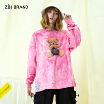 ZBJ tie-dyed bear sweater autumn 2019 new hip-hop trendy brand lovers men and women National tide popular coat