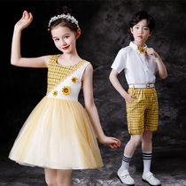 Childrens chorus performance boys six-one handsome clothing girls speech dance princess skirt students show summer clothes