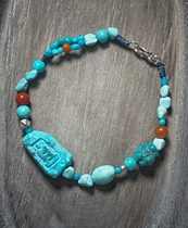 Original mineral turquoise bracelet hand string