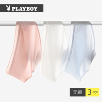 Playboy womens underwear female ice silk seamless antibacterial pure cotton crotch girl large size breathable triangle shorts thin section