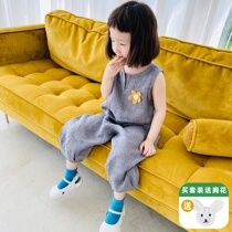 Pro-Zika Imakokoni baby Summer Girls foreign air Children 2021 new blouses pants Two sets 21605