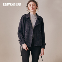 Luo Yi intellectual plaid suit woolen jacket womens winter wear new temperament warm thick short suit 01349