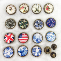 Crystal glass quad button snap button Time Gem pattern 18MM with copper 633 metal button diy bag button