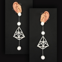 Niche hand-made winter earrings design fun three-dimensional geometry thin exaggerated personality round long hair ball hollow earrings