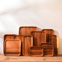 Japanese creative Acacia wooden plate rectangular solid wood tray household whole wooden tea plate dinner plate snack snack plate
