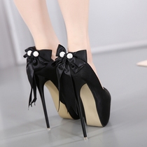 Sexy fashion fine heel super high heel fun waterproof platform nightclub womens shoes Large size CD ladyboy cross-dressing anti-string high heels