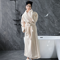Autumn and winter womens new products thickened couple casual light luxury simple flannel nightgown bathrobe bathrobe home service pajamas