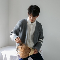 HUALUN college style sweater mens cardigan couple knitwear Korean tide student sweater loose sweater jacket