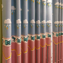 White Cloud trojan horse childrens room Pink blue embroidered curtains Girl bedroom Princess Wind cartoon animation shading sunscreen