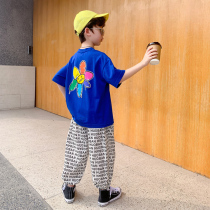 Boys summer suit 2021 New Handsome foreign air tide childrens clothing Korean summer Net Red Boy fashionable two-piece set