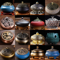 Incense burner Household indoor sandalwood pure copper ceramic ornaments Incense creative antique incense incense agarwood plate Aroma stove tower incense