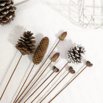Pinecone dried flower bouquet Nordic shooting props Dried branches Real flowers DIY showerhead flower arrangement decoration home ornaments