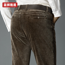 Middle-aged corduroy mens pants autumn and winter thick mens casual pants cotton stripens middle-aged and elderly dad pants