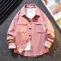 Boys pure cotton shirt 2022 Spring and Autumn new childhood pure - colored shirt long - sleeved child spring coat boy tide