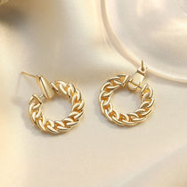 Winy earthen silver needle ear accessories gold Japan-ROK Ins personality 100 hitch minimalist fashion net red temperament high level