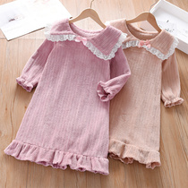 Girl Plus Suede Sleeping Dress Autumn Winter Cute Super Cute Princess Long Sleeve Flannel Velvet Childrens new home The new home is thick