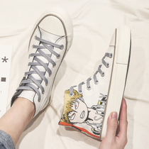 Winter high canvas small white shoes men wild trendy shoes Leisure board shoes hero college animation joint spirit white shoes