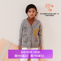 lagetom Lgorm childrens clothing autumn and winter new products for boys and girls embroidered Mirano wool jacquard cardigan