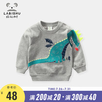 Rabi Tree new boys little dinosaur flocking printed sweater Childrens baby casual coat Infant spring clothes