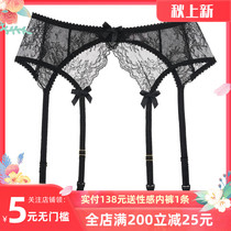 Sexy lace bow garter belt extreme temptation black retro ultra-thin perspective transparent Garter clip stockings women