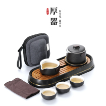 Portable Kung fu travel tea set Outdoor drinking teapot set Japanese dry tea tray Home simple office travel
