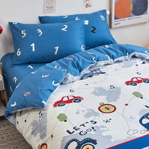 Pure cotton bed sheet four-piece set 1 5m bed childrens cartoon 1 2 bedding three-piece set boy 1 8m bedspread