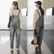 Pregnant Woman Pants External Wear Back Strap Pants Autumn Winter 2020 New Fashion Spring Autumn Money Loose Big Code Denim Long Pants Boom