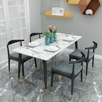 European marble dining table Black gold flower table 1 3 meters square table Round dining table and chair combination American Ebony table