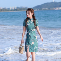 Hipster cheongsam 2021 new little spring summer short style Daily wear modified dress fashion