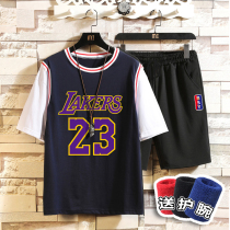 Lakers basketball suit Kobe James with short sleeve T-shirt men Korean trend youth sports suit
