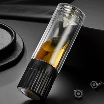 Flower interval tea water separation tea cup double glass glass Mens crystal business filter high grade silver tea cup