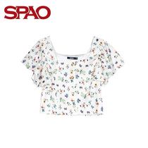 SPAO women cotton shirt 2019 spring new chiffon shirt women long sleeve bottoming top SPBB924S13