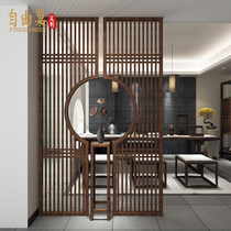 Chinese modern solid wood flower frame screen partition aisle living room hotel lobby entrance entrance Tea House through top seat screen