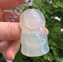 Yang Yujia Yunnan Natural Huanglongyu Yangyan River High Ice Species Wealth God Pendant Blanket Chain Certificate Flower Bai