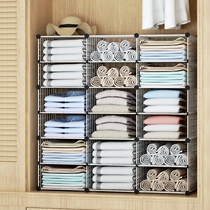 Wardrobe storage layered partition grid shelf Dormitory bedroom wardrobe finishing rack Wardrobe clothes storage artifact