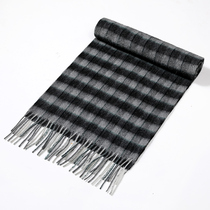 Old man scarf mens autumn and winter wool thickened warm grandfather father middle-aged and elderly Plaid tassel gift box