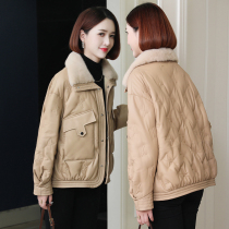 zqqz leather down jacket womens short mink fur collar 2021 Winter new Haining sheep leather jacket 867