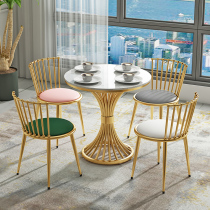 Nordic reception sales department sofa coffee shop milk tea shop dessert negotiation marble simple small round table and chair combination