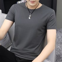 Cotton T-shirt men 2019 new Korean trend round neck solid color slim ice half sleeve T-shirt modal coat men