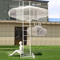 Stainless Steel Cloud Flower Pendulum metal Sculpture Handicraft Sales office Outdoor pool Water View Garden Stainless Steel Sculpture