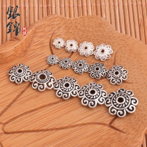 S925 sterling silver diy Thai silver accessories Hollow flower wheel flower stand spacer bracelet red rope hand woven jewelry material