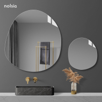 Simple frameless special-shaped bathroom mirror wall-mounted explosion-proof mother mirror toilet washstand paste-free cosmetic mirror