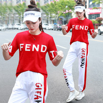 2020 new square dance ghost drag dance clothing set fitness Yang Liping fitness dancing ribbon overalls