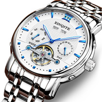 New large dial fully automatic watch mens mechanical watch hollowed-out waterproof fashion sports mens table fine steel band luminous